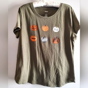 Sonoma Women's Halloween Green Tee Size L